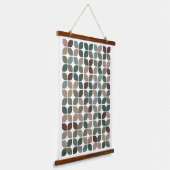 Retro Geometric Leaf Muster Green Brown Taupe Wandteppich Mit Holzrahmen (Gewinkelt)