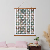 Retro Geometric Leaf Muster Green Brown Taupe Wandteppich Mit Holzrahmen (Schlafzimmer)