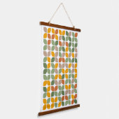 Retro Geometric Leaf Muster Green Orange Taupe Wandteppich Mit Holzrahmen (Gewinkelt)