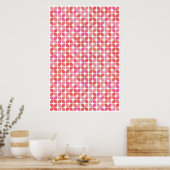 Retro Geometric Leaf Muster Koralle Orange Pink Poster (Küche)