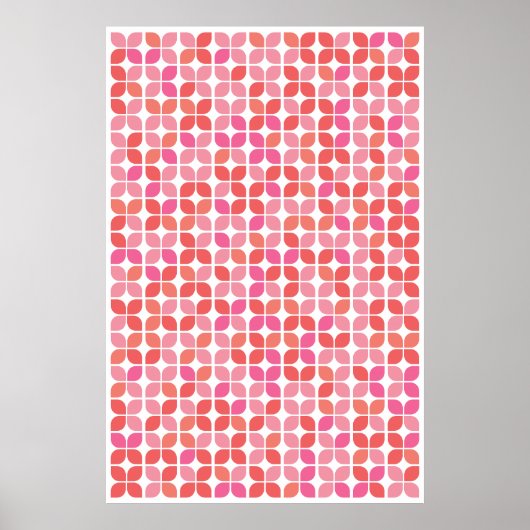 Retro Geometric Leaf Muster Koralle Orange Pink Poster (Vorne)