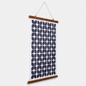 Retro Geometric Leaf Muster Navy Blau Wandteppich Mit Holzrahmen (Gewinkelt)