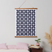 Retro Geometric Leaf Muster Navy Blau Wandteppich Mit Holzrahmen (Schlafzimmer)