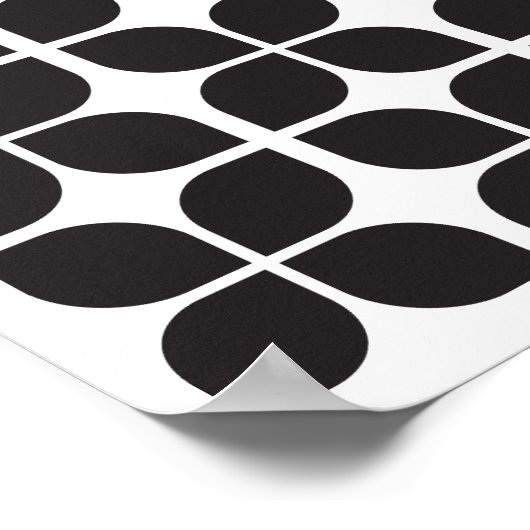Retro Geometric Leaf Pattern Schwarz Poster (Ecke)
