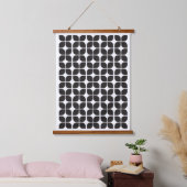 Retro Geometric Leaf Pattern Schwarz Wandteppich Mit Holzrahmen (Schlafzimmer)