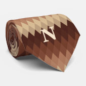 Retro Geometric Lines Brown Monogram Krawatte (Gerollt)