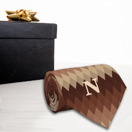 Retro Geometric Lines Brown Monogram Krawatte