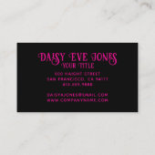 Retro Geometric Magenta Mod Black Business Card Visitenkarte (Rückseite)