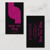 Retro Geometric Magenta Mod Black Business Card Visitenkarte (Vorne/Hinten)