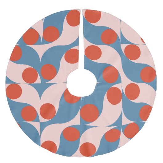 Retro Geometric: Modernes Vintages Mosaik. Polyester Weihnachtsbaumdecke (Vorderseite)