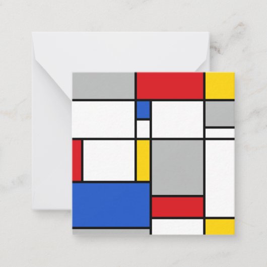 Retro Geometric Mondrian Style Color-Zusammensetzu Mitteilungskarte (Vorderseite)