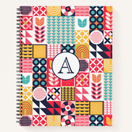 Retro Geometric Monogram Notizblock