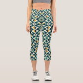 Retro Geometric Mosaic All-over-Print Capri Leggings (Vorderseite)