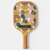Retro Geometric Muster Brown Pickleball Schläger (Vorderseite)