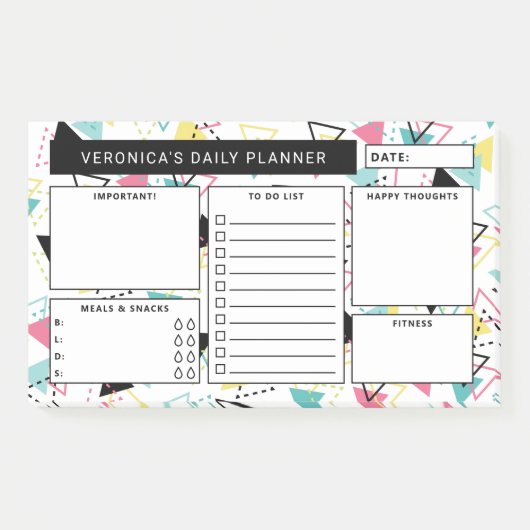 Retro Geometric Muster Daily Planer Post-it Klebezettel (Vorderseite)