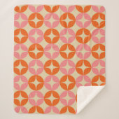 Retro Geometric Muster Rosa Orange Mitte Jahrhunde Sherpadecke (Vorderseite)