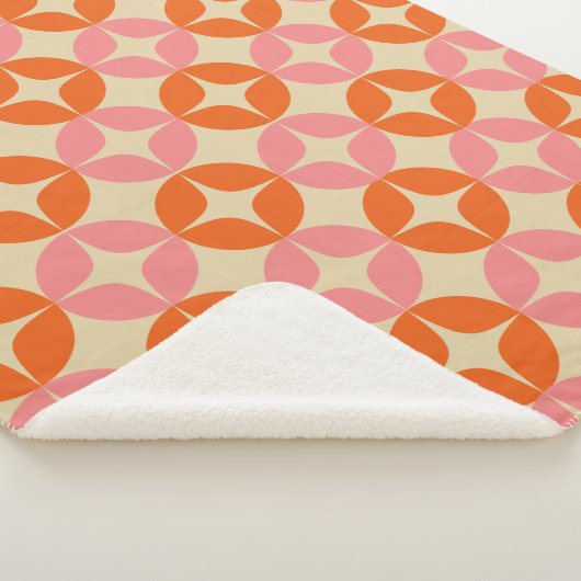 Retro Geometric Muster Rosa Orange Mitte Jahrhunde Sherpadecke (3/4)