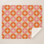 Retro Geometric Muster Rosa Orange Mitte Jahrhunde Sherpadecke (Vorderseite (Horizontal))