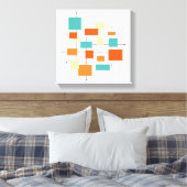 Retro Geometric Orange and Blue Mid Century Leinwanddruck (Insitu (Schlafzimmer))