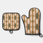 Retro Geometric Oven Mitt & Pot Holder Set (Vorderseite)