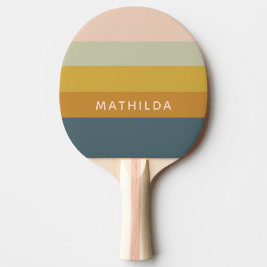 Retro Geometric Pastel Color Block Personalized Tischtennis Schläger (Vorderseite)