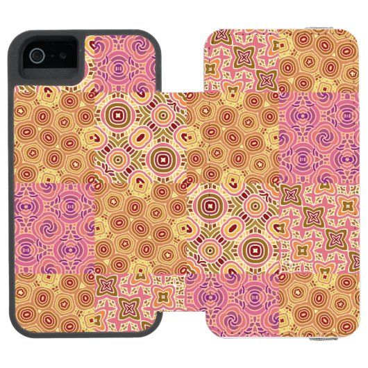Retro Geometric Patchwork Incipio iPhone Geldbeutel-Hülle (Folio Geöffnet)