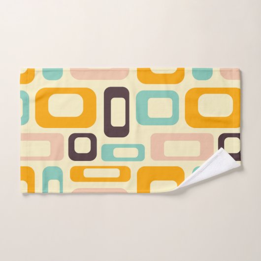 Retro geometric pattern in light beige background badhandtuch set (Handtuch)