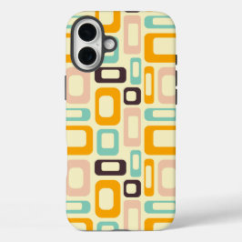 Retro geometric pattern in light beige background iPhone 16 plus hülle