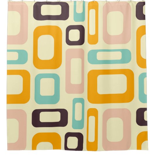Retro geometric pattern in light beige background duschvorhang (Vorderseite)