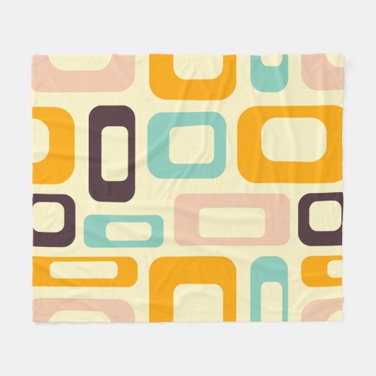 Retro geometric pattern in light beige background fleecedecke (Vorderseite (Horizontal))