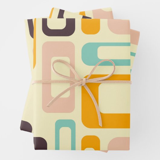 Retro geometric pattern in light beige background geschenkpapier set (Beispiel)