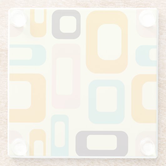 Retro geometric pattern in light beige background glasuntersetzer (Rückseite)