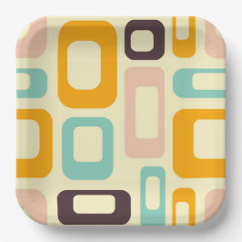 Retro geometric pattern in light beige background pappteller