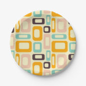 Retro geometric pattern in light beige background pappteller (Vorderseite)