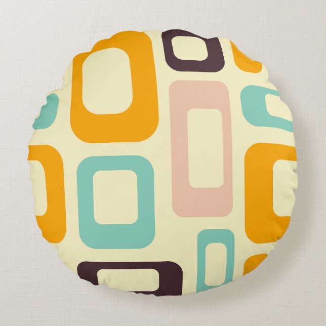 Retro geometric pattern in light beige background rundes kissen (Vorderseite)