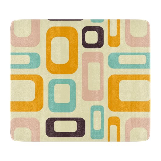 Retro geometric pattern in light beige background schneidebrett (Vorderseite)
