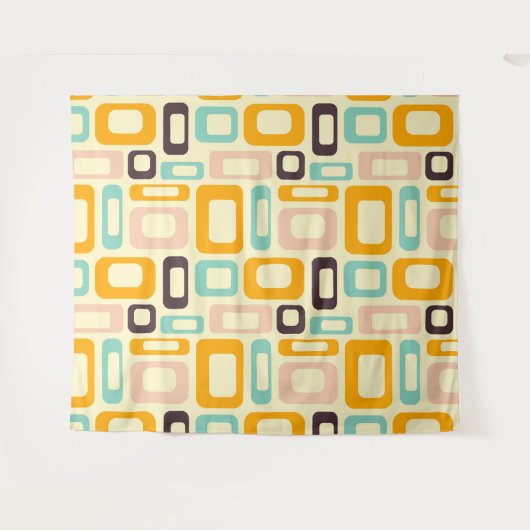 Retro geometric pattern in light beige background wandteppich (Vorderseite (Horizontal))