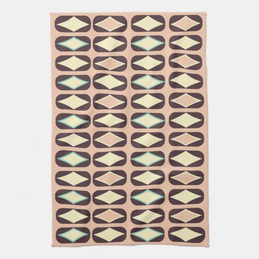 Retro geometric pattern with brown, yellow, blue geschirrtuch (Vertikal)
