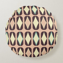 Retro geometric pattern with brown, yellow, blue rundes kissen