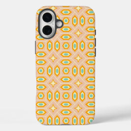 Retro geometric pattern with hexagons and stars iPhone 16 plus hülle