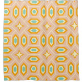 Retro geometric pattern with hexagons and stars duschvorhang (Vorderseite)