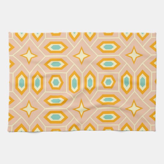 Retro geometric pattern with hexagons and stars geschirrtuch (Horizontal)
