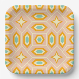 Retro geometric pattern with hexagons and stars pappteller