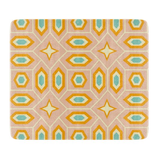 Retro geometric pattern with hexagons and stars schneidebrett (Vorderseite)
