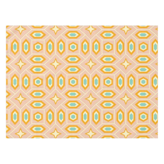 Retro geometric pattern with hexagons and stars tischdecke (Vorderseite (Horizontal))