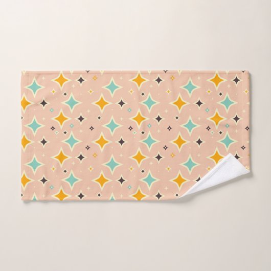Retro geometric pattern with teal, orange, black badhandtuch set (Handtuch)