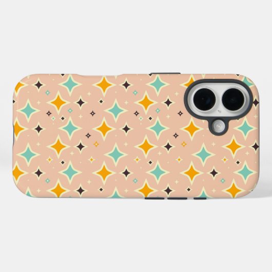 Retro geometric pattern with teal, orange, black Case-Mate iPhone hülle (Rückseite (Horizontal))