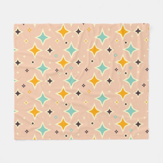 Retro geometric pattern with teal, orange, black fleecedecke (Vorderseite (Horizontal))