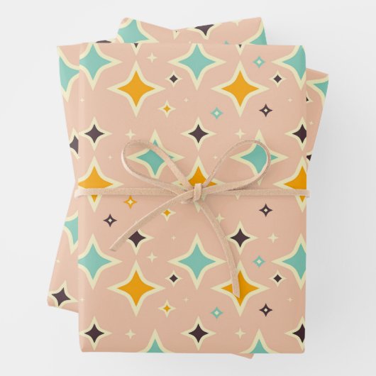 Retro geometric pattern with teal, orange, black geschenkpapier set (Beispiel)