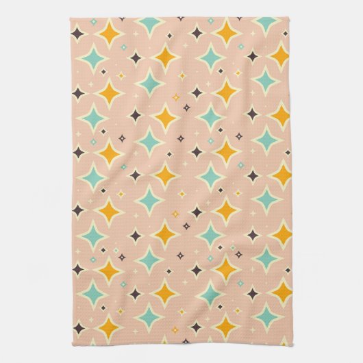 Retro geometric pattern with teal, orange, black geschirrtuch (Vertikal)